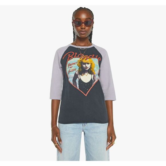 Madeworn Blondie Heart of Glass Raglan Graphic Tee Shirt in Coal Fog M - Picture 2 of 2